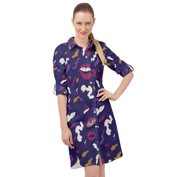 Pattern Burton Galmour Long Sleeve Mini Shirt Dress