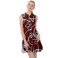 Ethnic Reminiscences Print Design Sleeveless Shirt Dress by dflcprintsclothing