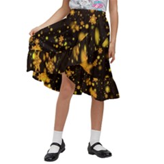 Background Black Blur Colorful Kids  Ruffle Flared Wrap Midi Skirt by Sarkoni