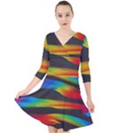 Colorful Background Quarter Sleeve Front Wrap Dress