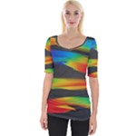 Colorful Background Wide Neckline T-Shirt
