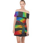 Colorful Background Off Shoulder Chiffon Dress