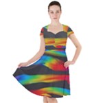 Colorful Background Cap Sleeve Midi Dress