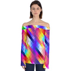 Abstract Background Colorful Pattern Off Shoulder Long Sleeve Top by Sarkoni