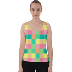 Checkerboard Pastel Square Velvet Tank Top by Grandong