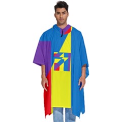 Colorful Red Yellow Blue Purple Men s Hooded Rain Ponchos by Grandong