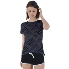 Diagonal Square Black Background Short Sleeve Open Back T-shirt by Apen