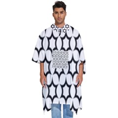 Pattern Star Repeating Black White Men s Hooded Rain Ponchos by Apen