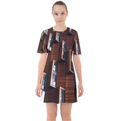 Abstract Architecture Building Business Sixties Short Sleeve Mini Dress by Amaryn4rt