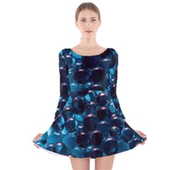 Blue Abstract Balls Spheres Long Sleeve Velvet Skater Dress by Amaryn4rt