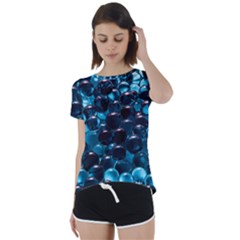 Blue Abstract Balls Spheres Short Sleeve Open Back T-shirt by Amaryn4rt