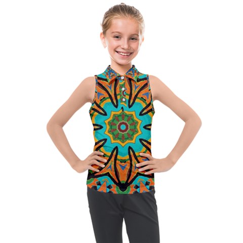 Color Abstract Pattern Structure Kids  Sleeveless Polo T-shirt by Amaryn4rt