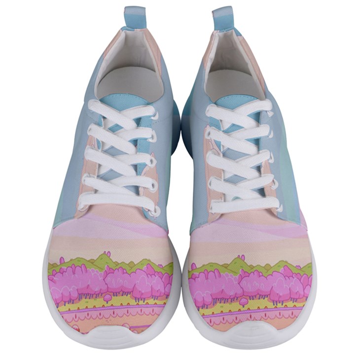 Pink And White Forest Illustration Adventure Time Cartoon Men s Lightweight Sports Shoes