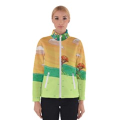Green Field Illustration Adventure Time Multi Colored Women s Bomber Jacket by Sarkoni