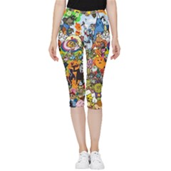 Cartoon Characters Tv Show  Adventure Time Multi Colored Inside Out Lightweight Velour Capri Leggings  by Sarkoni