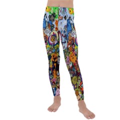 Cartoon Characters Tv Show  Adventure Time Multi Colored Kids  Lightweight Velour Leggings by Sarkoni
