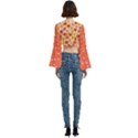 floral pattern shawl Trumpet Sleeve Cropped Top View4