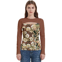 Floral Leaf Chain Patchwork Pattern 2 Women s Cut Out Long Sleeve T-shirt
