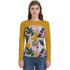Floral Plants Jungle Polka 1 Women s Cut Out Long Sleeve T-shirt by flowerland