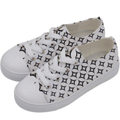 Star Curved Pattern Monochrome Kids  Low Top Canvas Sneakers by Pakjumat