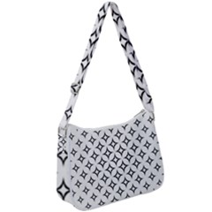 Star Curved Pattern Monochrome Zip Up Shoulder Bag