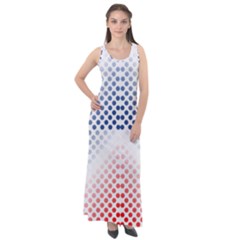 Dots Pointillism Abstract Chevron Sleeveless Velour Maxi Dress by Pakjumat