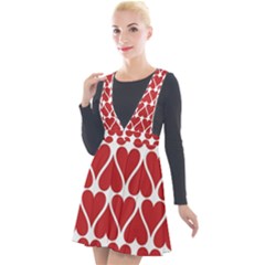 Hearts Pattern Seamless Red Love Plunge Pinafore Velour Dress by Apen
