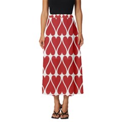 Hearts Pattern Seamless Red Love Classic Midi Chiffon Skirt by Apen