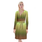 Zig Zag Chevron Classic Pattern Long Sleeve Velvet Front Wrap Dress