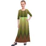 Zig Zag Chevron Classic Pattern Kids  Quarter Sleeve Maxi Dress