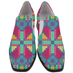 Checkerboard Squares Abstract Texture Patterns Women Slip On Heel Loafers by Apen
