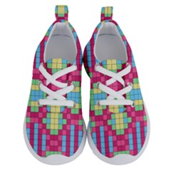 Checkerboard Squares Abstract Texture Pattern Running Shoes by Apen