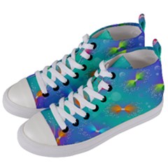 Non Seamless Pattern Blues Bright Women s Mid-top Canvas Sneakers