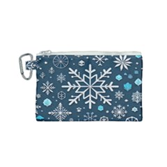 Snowflakes Pattern Canvas Cosmetic Bag (small) by Modalart