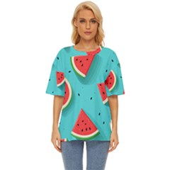 Watermelon Fruit Slice Oversized Basic T-shirt by Bedest