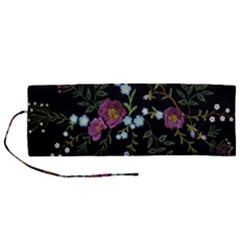 Embroidery Trend Floral Pattern Small Branches Herb Rose Roll Up Canvas Pencil Holder (m) by Ndabl3x