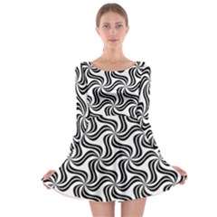 Soft Pattern Repeat Monochrome Long Sleeve Skater Dress