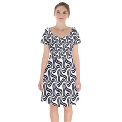 Soft Pattern Repeat Monochrome Short Sleeve Bardot Dress by Ravend