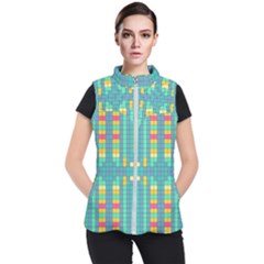 Checkerboard Squares Abstract Art Women s Puffer Vest