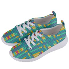 Checkerboard Squares Abstract Art Women s Lightweight Sports Shoes by Ravend