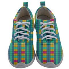 Checkerboard Squares Abstract Art Mens Athletic Shoes by Ravend