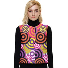 Abstract Circles Background Retro Women s Button Up Puffer Vest
