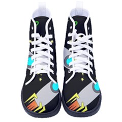 Planet Rocket Space Stars Men s High-top Canvas Sneakers by Ravend