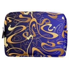 Squiggly Lines Blue Ombre Make Up Pouch (medium) by Ravend
