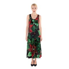 Flower Floral Pattern Christmas Sleeveless Maxi Dress by Ravend