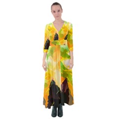Forest Trees Nature Wood Green Button Up Maxi Dress by Ravend