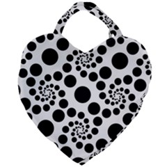 Dot Dots Round Black And White Giant Heart Shaped Tote