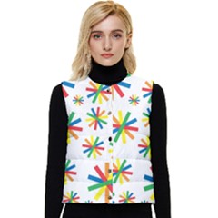 Celebrate Pattern Colorful Design Women s Button Up Puffer Vest by Ravend