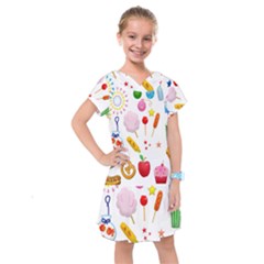 Summer Fair Food Goldfish Kids  Drop Waist Dress by Ravend