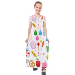 Summer Fair Food Goldfish Kids  Short Sleeve Maxi Dress by Ravend